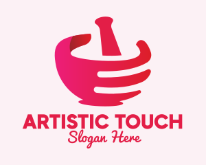 Mortar & Pestle Hand  logo design