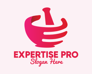 Mortar & Pestle Hand  logo design