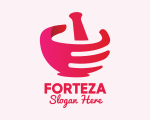 Mortar & Pestle Hand  logo design