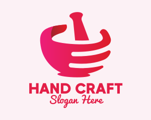 Hand - Mortar & Pestle Hand logo design