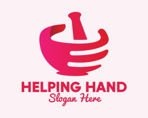 Hand - Mortar & Pestle Hand logo design