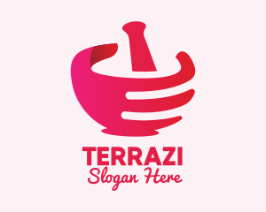 Mortar & Pestle Hand  logo design