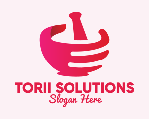 Mortar & Pestle Hand  logo design