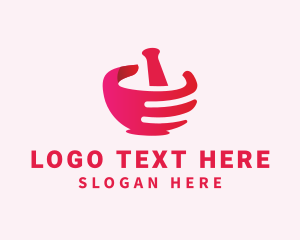 Mortar & Pestle Hand  logo design