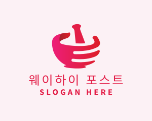 Mortar & Pestle Hand  logo design