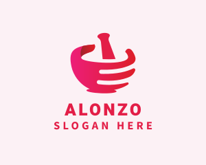 Mortar & Pestle Hand  logo design