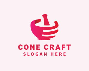 Mortar & Pestle Hand  logo design