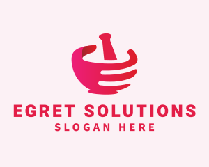 Mortar & Pestle Hand  logo design