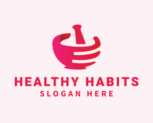 Mortar & Pestle Hand  logo design