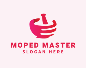 Mortar & Pestle Hand  logo design