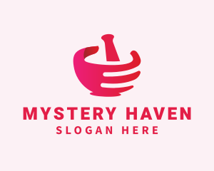 Mortar & Pestle Hand  logo design