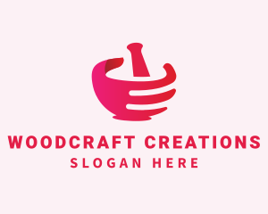 Mortar & Pestle Hand  logo design