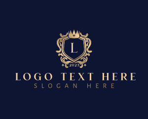 Regal - Floral Crown Shield logo design