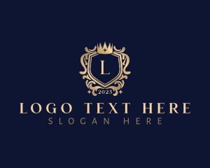 Victorian - Floral Crown Shield logo design