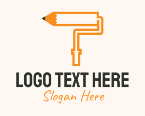 Art School - Pencil Paint Roller logo design
