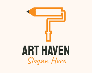 Pencil Paint Roller logo design