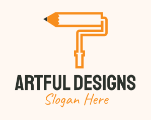 Pencil Paint Roller logo design