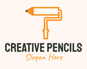 Pencil Paint Roller logo design