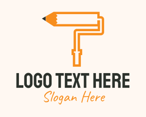 Handpaint - Pencil Paint Roller logo design