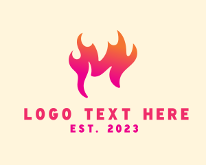Wood Fire - Flame Agency Letter M logo design