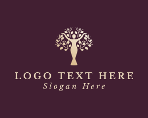 Therapy - Yoga Woman Tree logo design