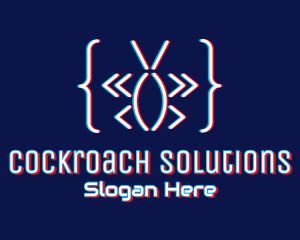 Cockroach - Glitchy Cockroach Insect logo design