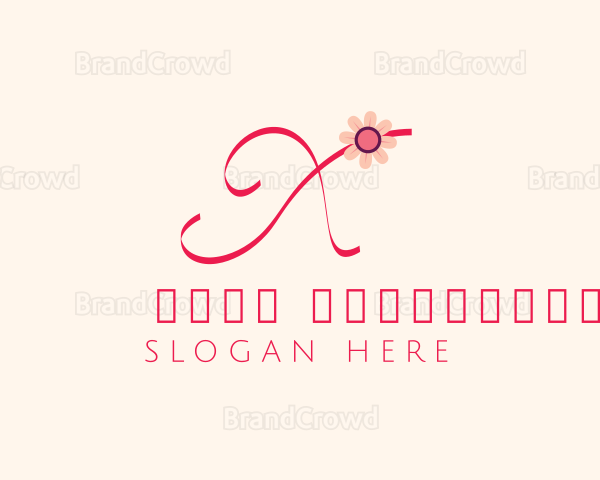 Pink Flower Letter X Logo