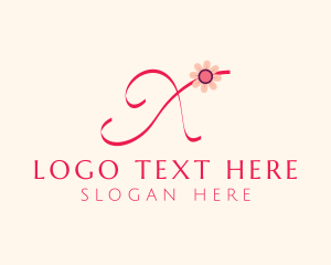 Calligraphic - Pink Flower Letter X logo design
