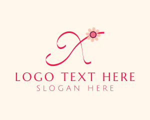 Daisy - Pink Flower Letter X logo design