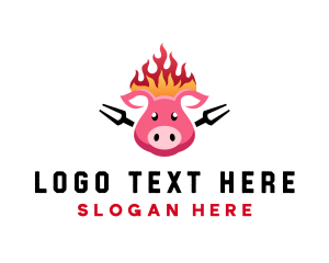 Cartoon - Bbq Pork Meat logo design
