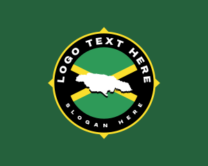 Badge - Jamaica Flag Map logo design