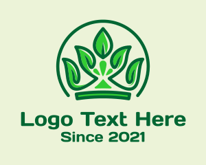 Enviromental - Green Leaf Crown logo design
