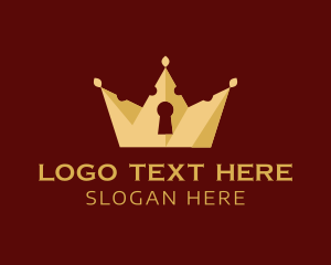 Lock - Gold Keyhole Crown logo design