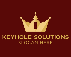 Keyhole - Gold Keyhole Crown logo design