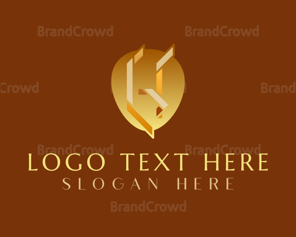 Abstract Gold Ribbon Letter Logo