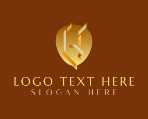 Hotel - Abstract Gold Ribbon Letter logo design