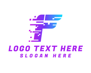 High Tech - Digital Pixel Letter F logo design