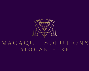 Luxury Diamond Letter M logo design