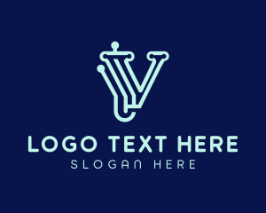 Computing - Digital Tech Letter V logo design