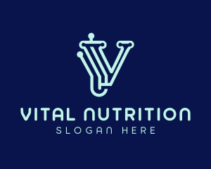 Digital Tech Letter V logo design