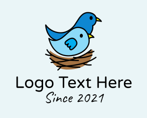 Nest - Blue Bird Nest logo design