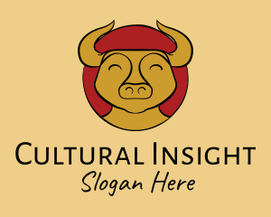 Happy Chinese Ox logo design