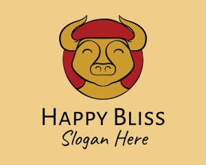 Happy Chinese Ox logo design