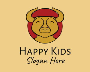 Happy Chinese Ox logo design