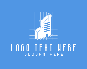 Minimalist - Blue Tower Blueprint logo design