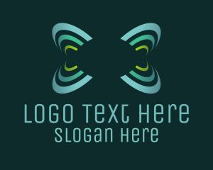 Green Insect - Spiral Butterfly Wings logo design