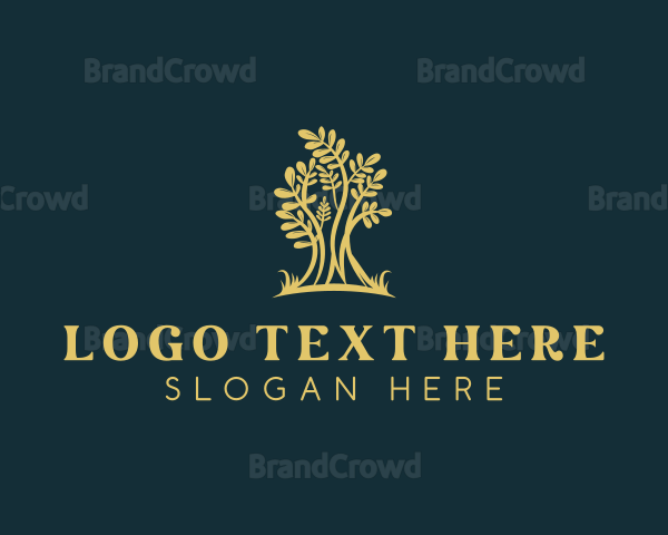 Golden Tree  Plant Logo