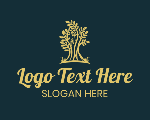 Stem - Abstract Golden Tree logo design