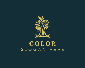 Yoga - Golden Tree  Plant logo design