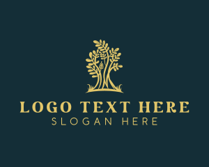 Massage Therapy - Golden Tree  Plant logo design